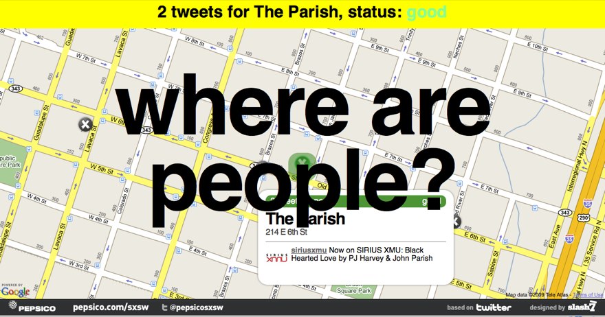 sxsw-map PepsiZeitgeist shows where the action is