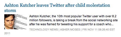 Ashton Kutcher leaves Twitter Ashton Kutcher leaves Twitter
