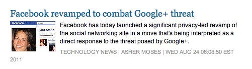 Facebook updated to combat Google +