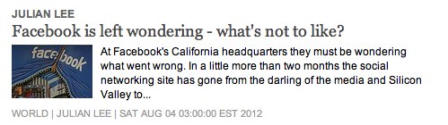 Julian Lee - Facebook article "what's not to like?" Julian Lee - Facebook article "what's not to like?"